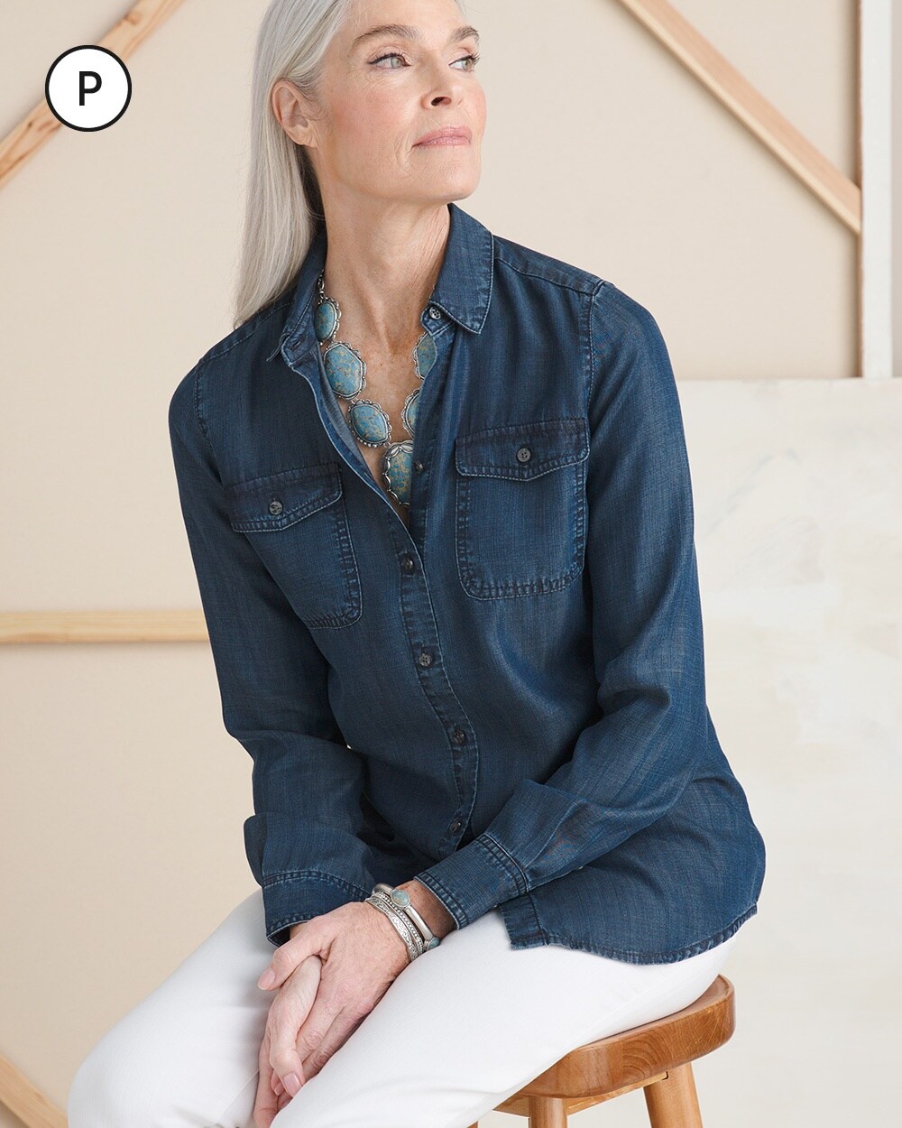 Petite Touch of Cool Denim Shirt