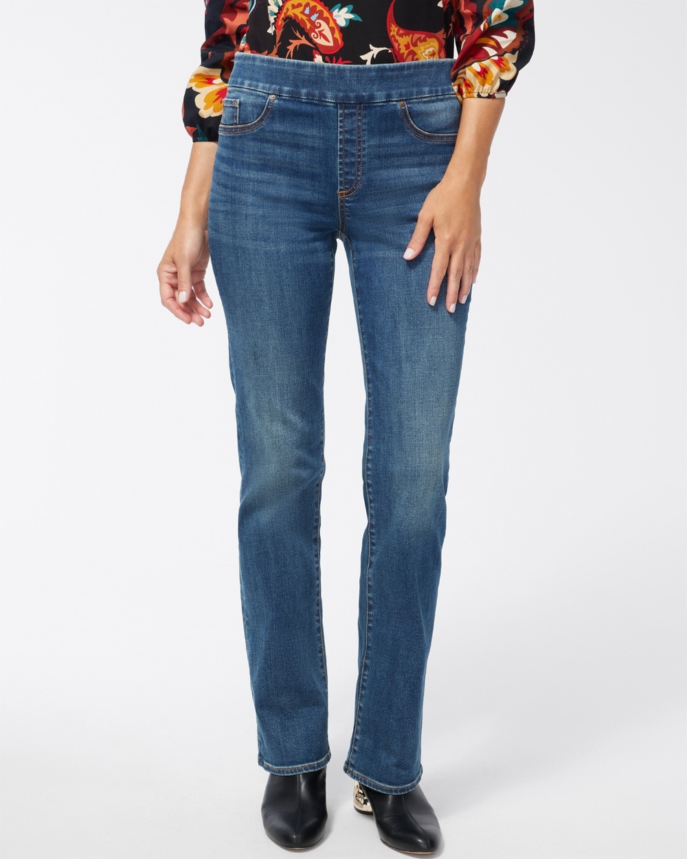 Denim Slim Pull-On Boot-Cut Jeggings