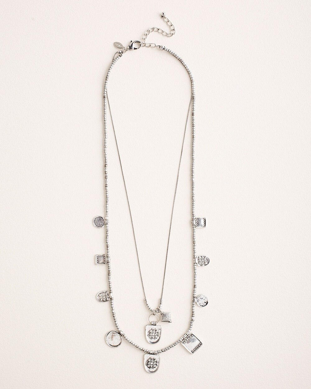 Silvertone Multistrand Charm Necklace