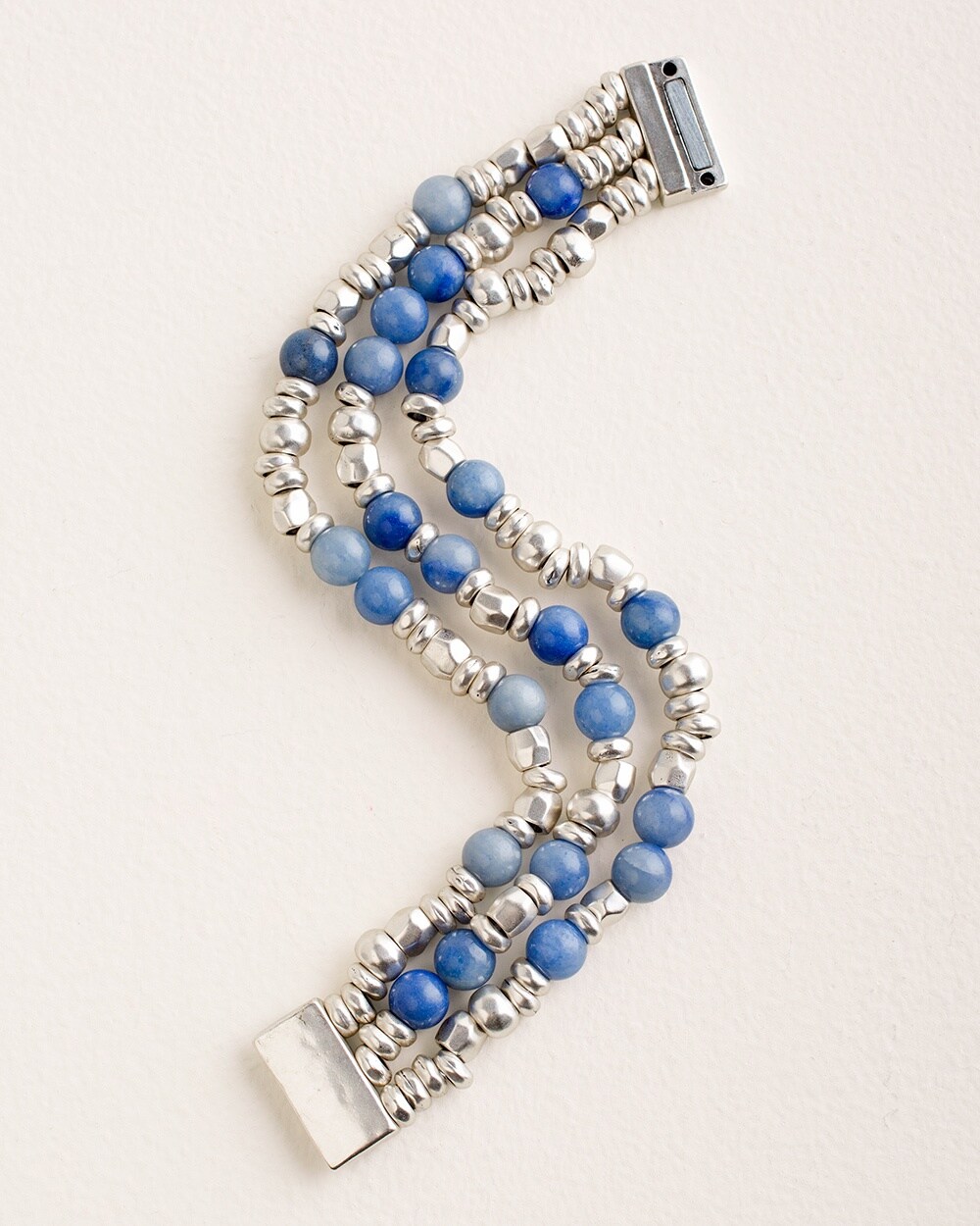 Blue and Silvertone Magnetic Bracelet