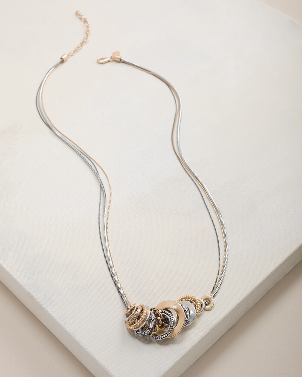 Mixed-Metal Long Pendant Necklace