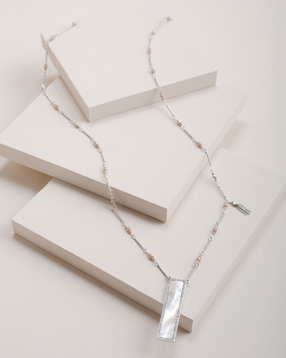 Silvertone Long Pendant Necklace