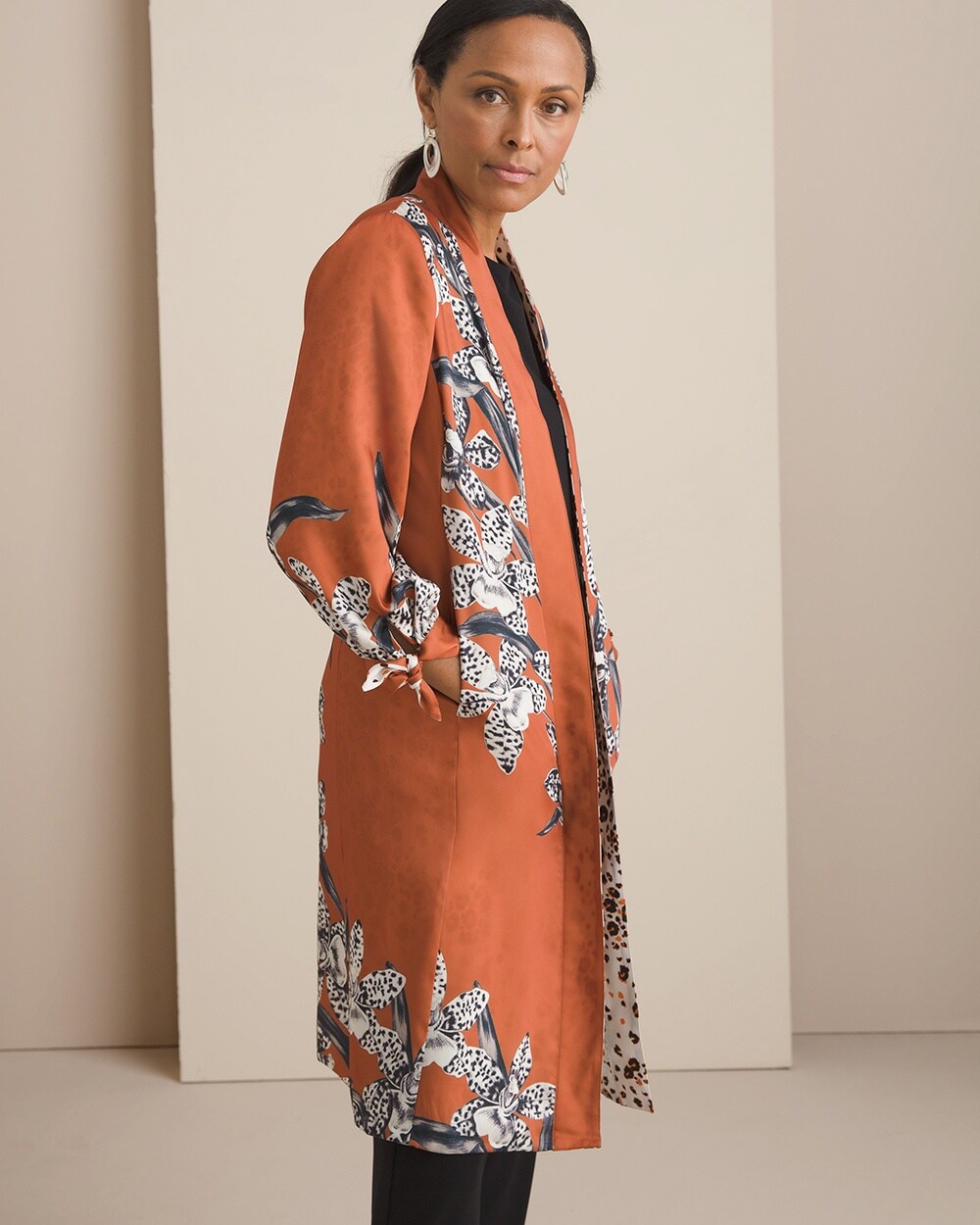 Reversible Floral to Animal-Print Duster Jacket