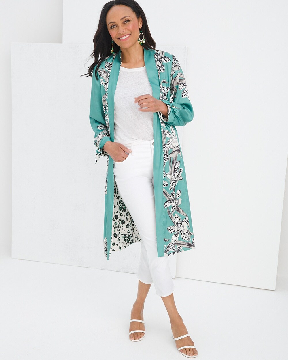 Reversible Floral to Animal-Print Duster Jacket