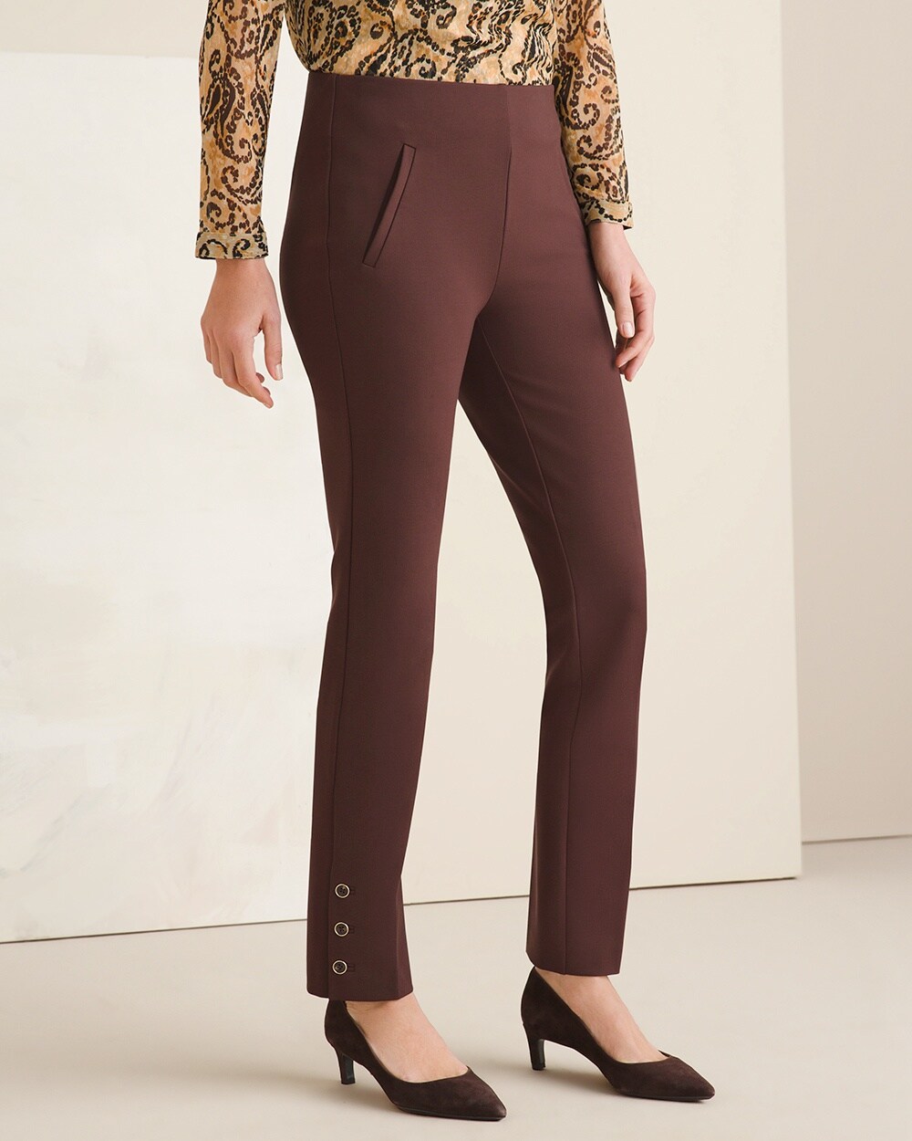 So Slimming 360 Juliet Horn-Button Ankle Pants
