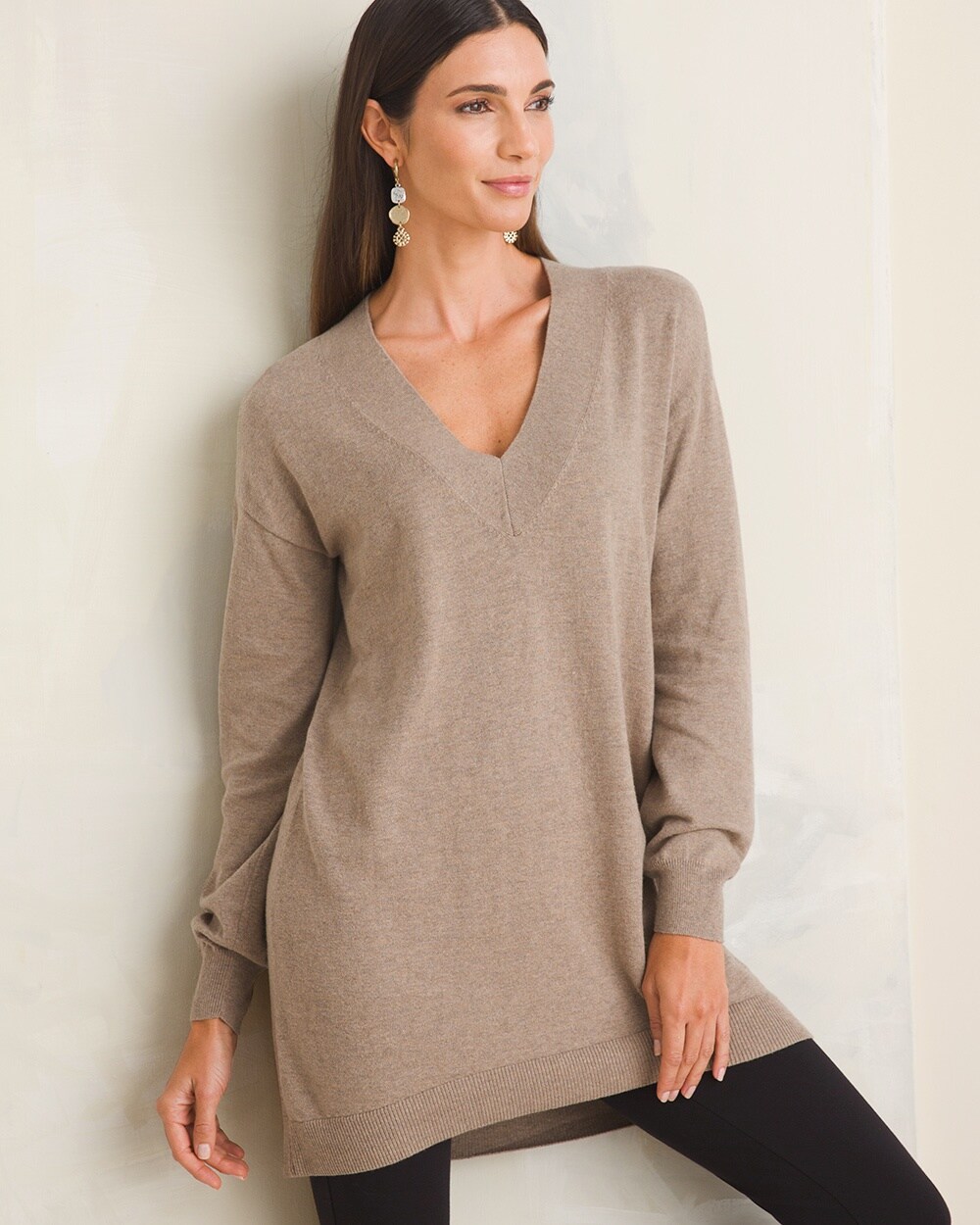 Cashmere-Blend V-Neck Sweater Tunic