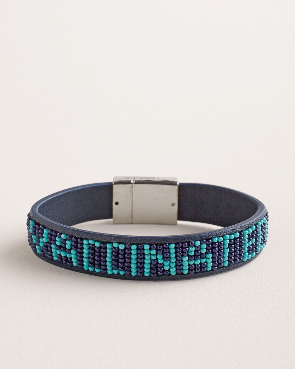 Blue Vaccinated Beaded Leather Bracelet