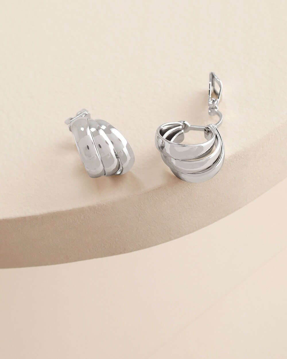 Silvertone Knot Clip-On Earrings