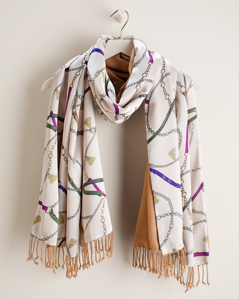 Reversible Printed-to-Cream Scarf
