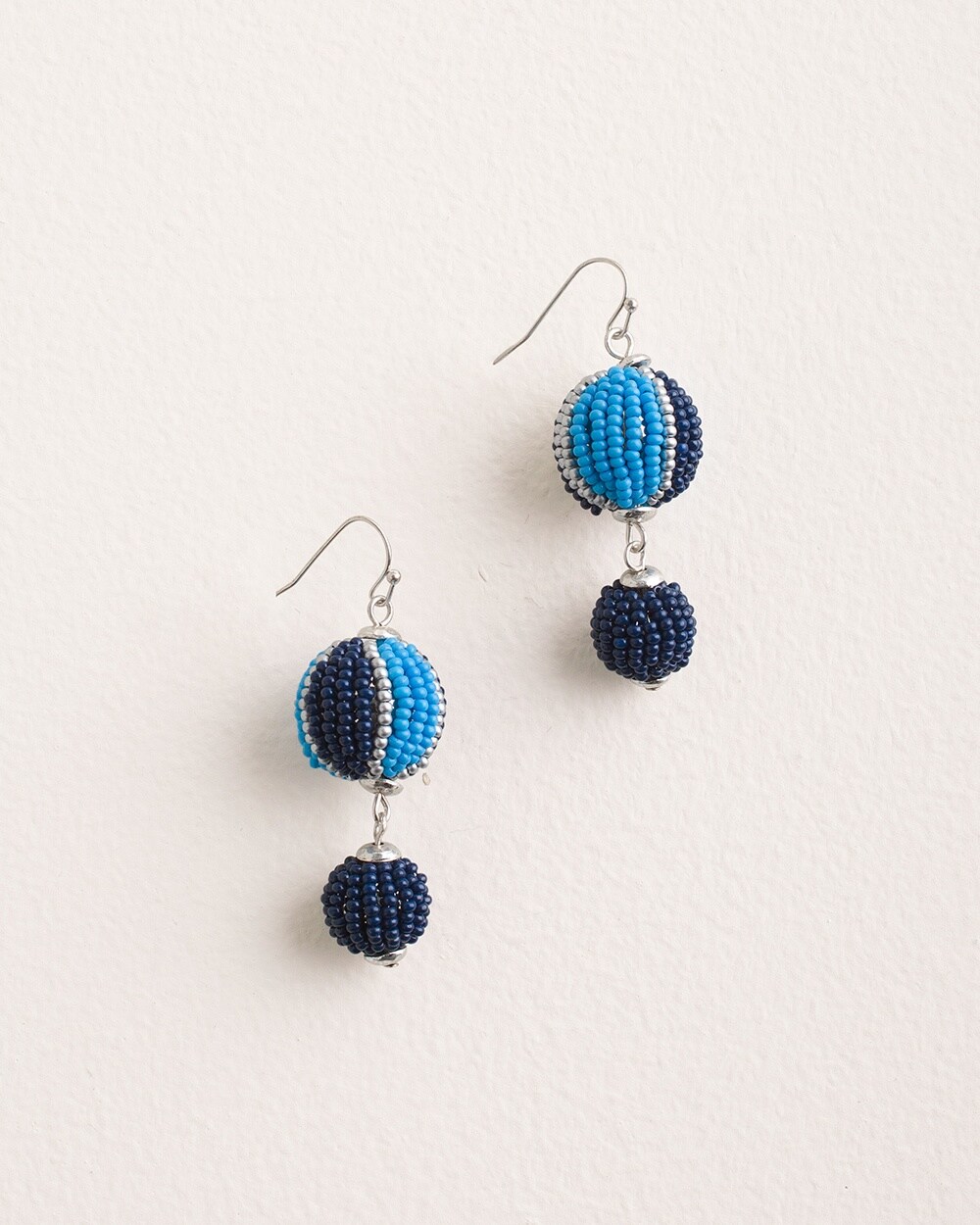 Blue Seed Bead Drop Earrings