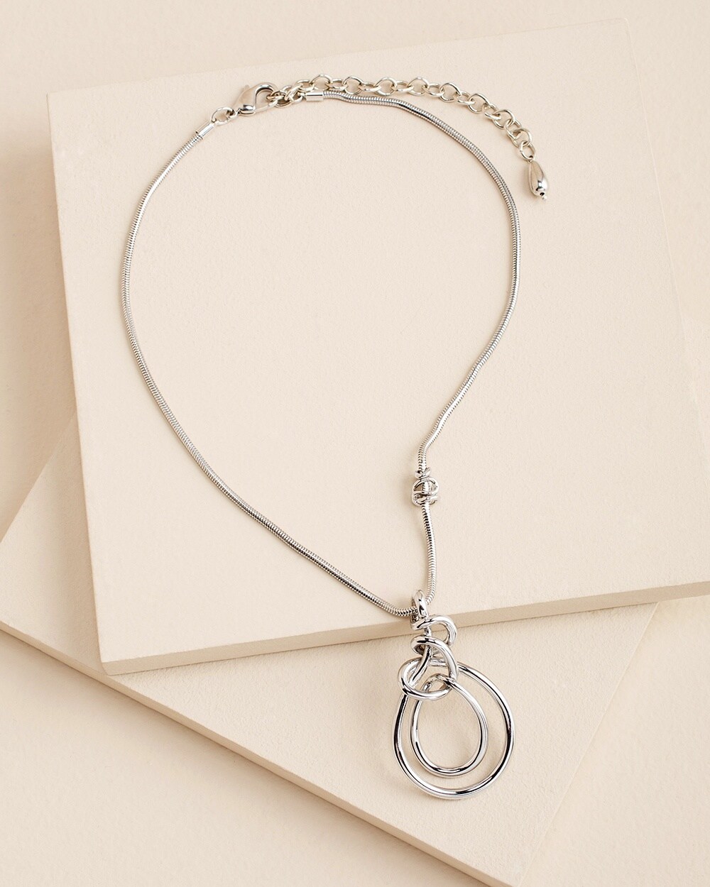 Silvertone Adjustable Pendant Necklace