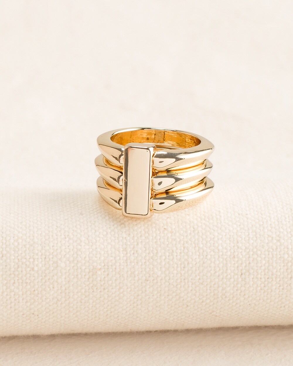 Faux-Stackable Goldtone Ring