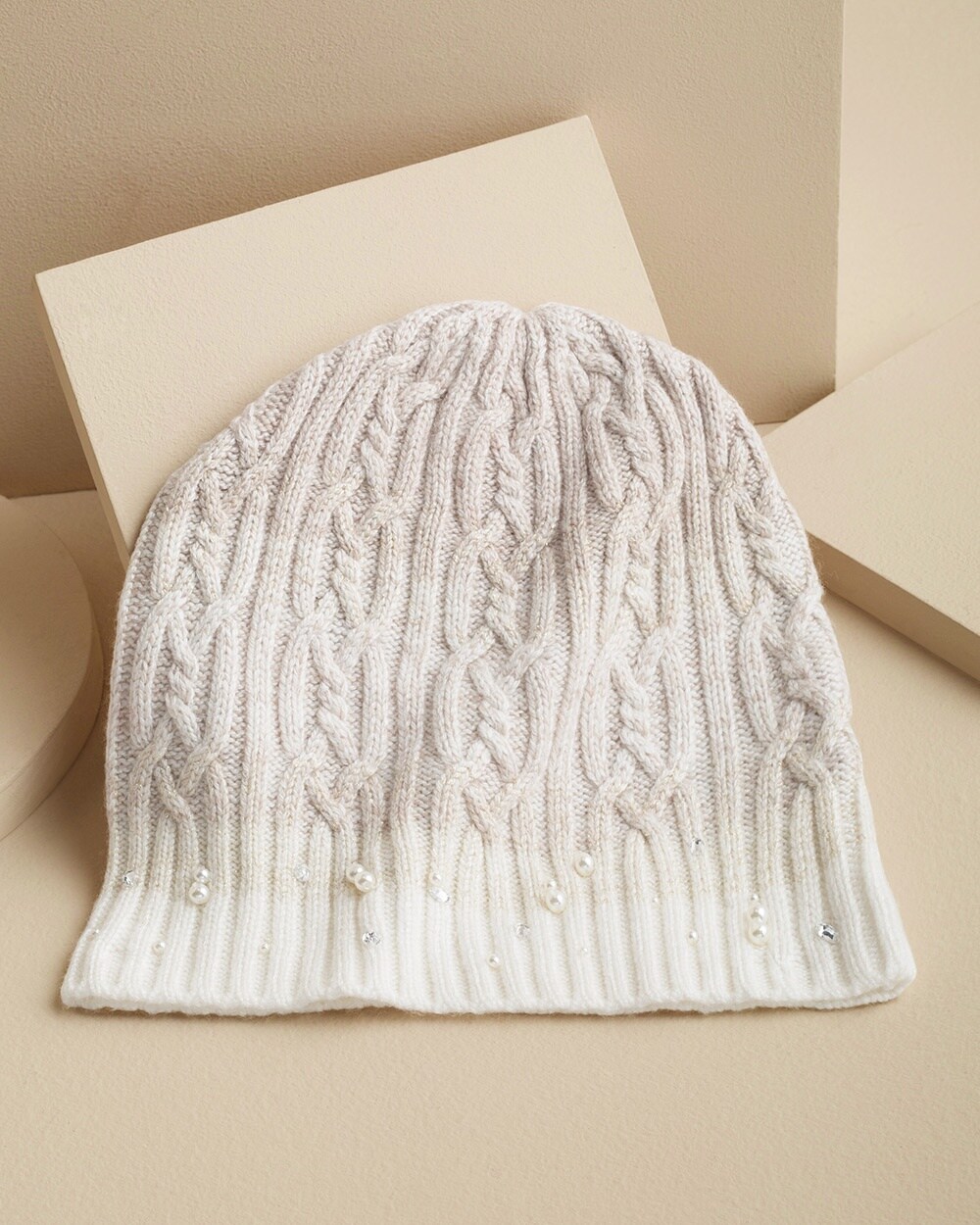 Jeweled Cable Knit Hat