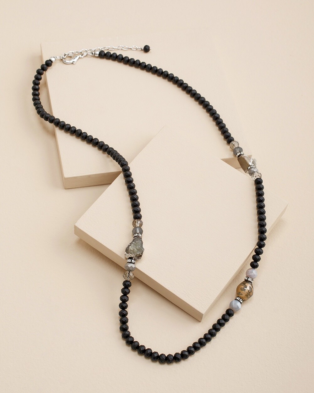 Black Beaded Singlestrand Necklace