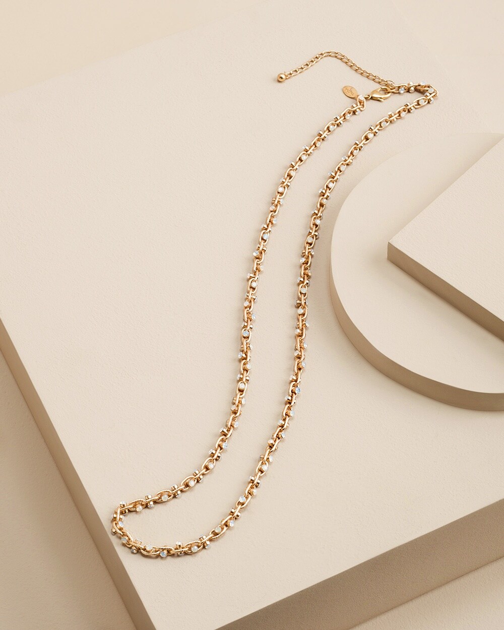 Faux Opal Goldtone Chain Necklace