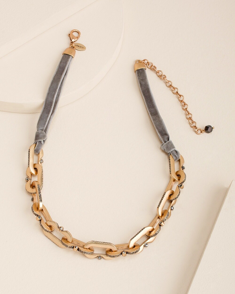 Faux Hematite Goldtone Chain Necklace