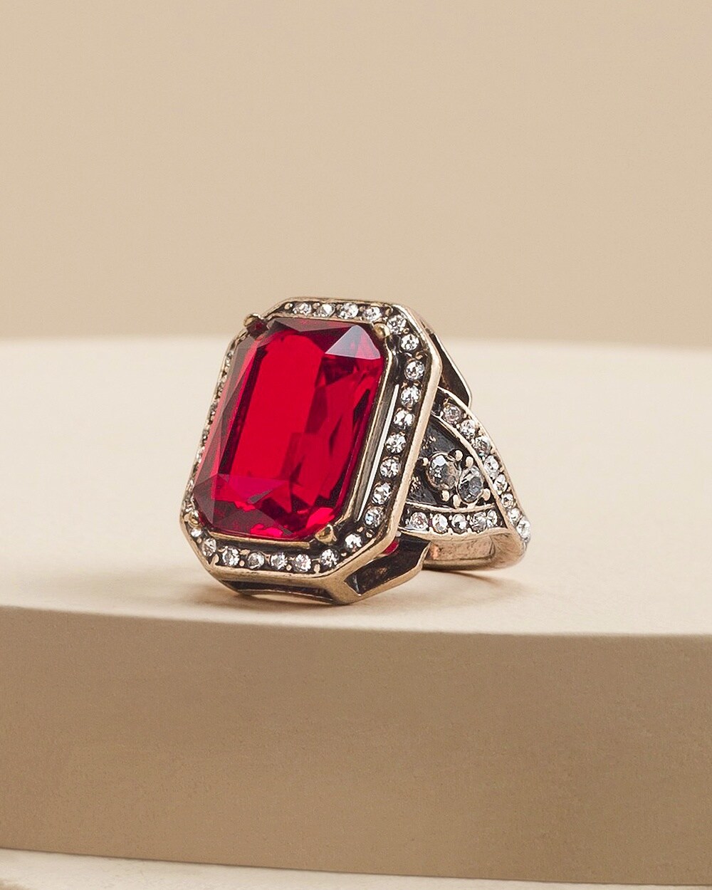 Faux Ruby Cocktail Ring