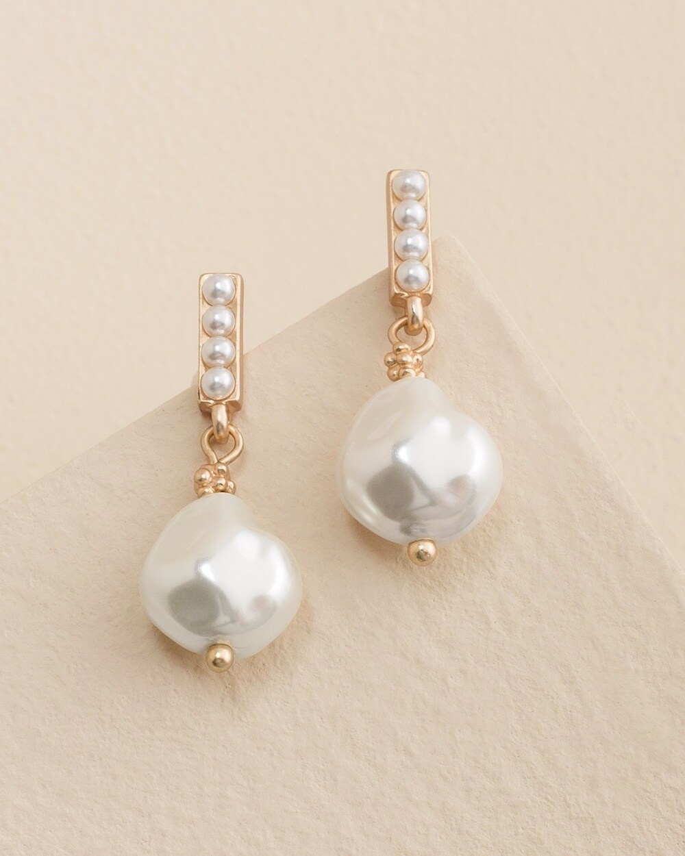 Faux Pearl Linear Drop Earrings