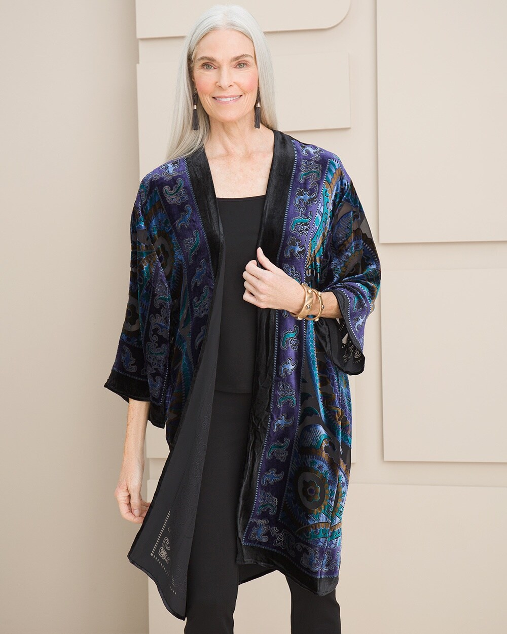 Paisley Silk Velvet Kimono