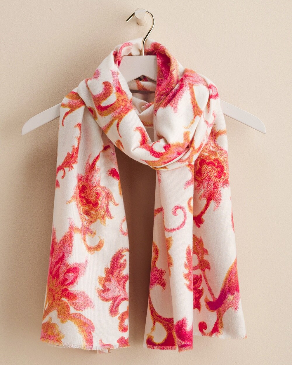 Floral Scroll-Print Oblong Scarf