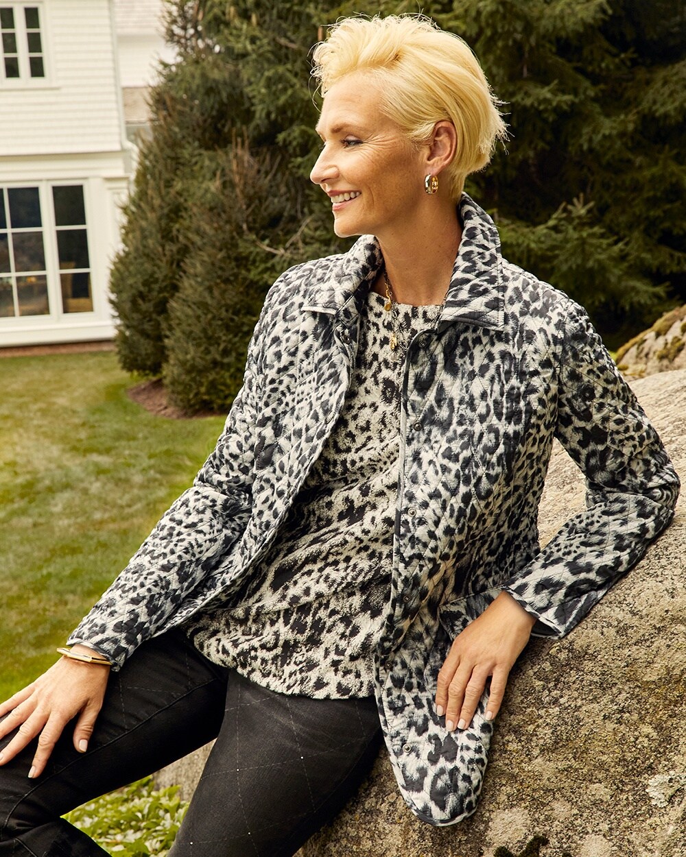 Animal-Print Quilted Jacket
