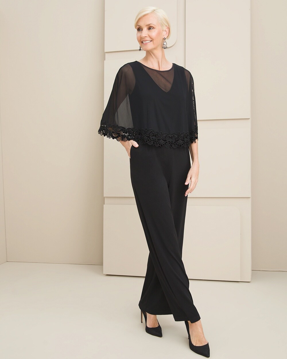 Jumpsuit with Attached Capelet