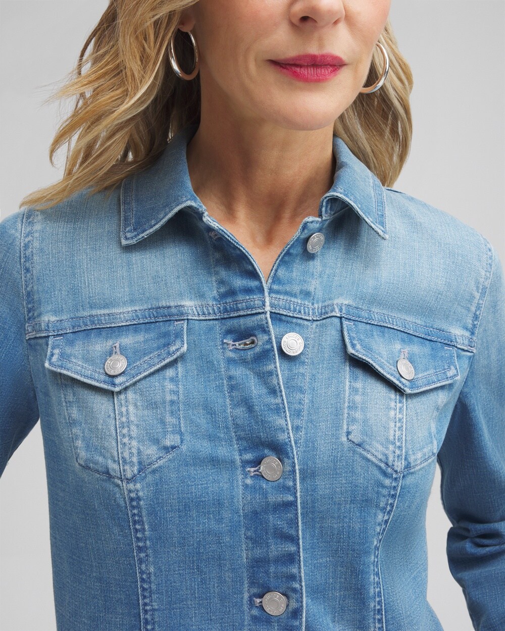 Perfect Stretch Fray-Hem Denim Jacket - Chico's Off The Rack - Chico's  Outlet