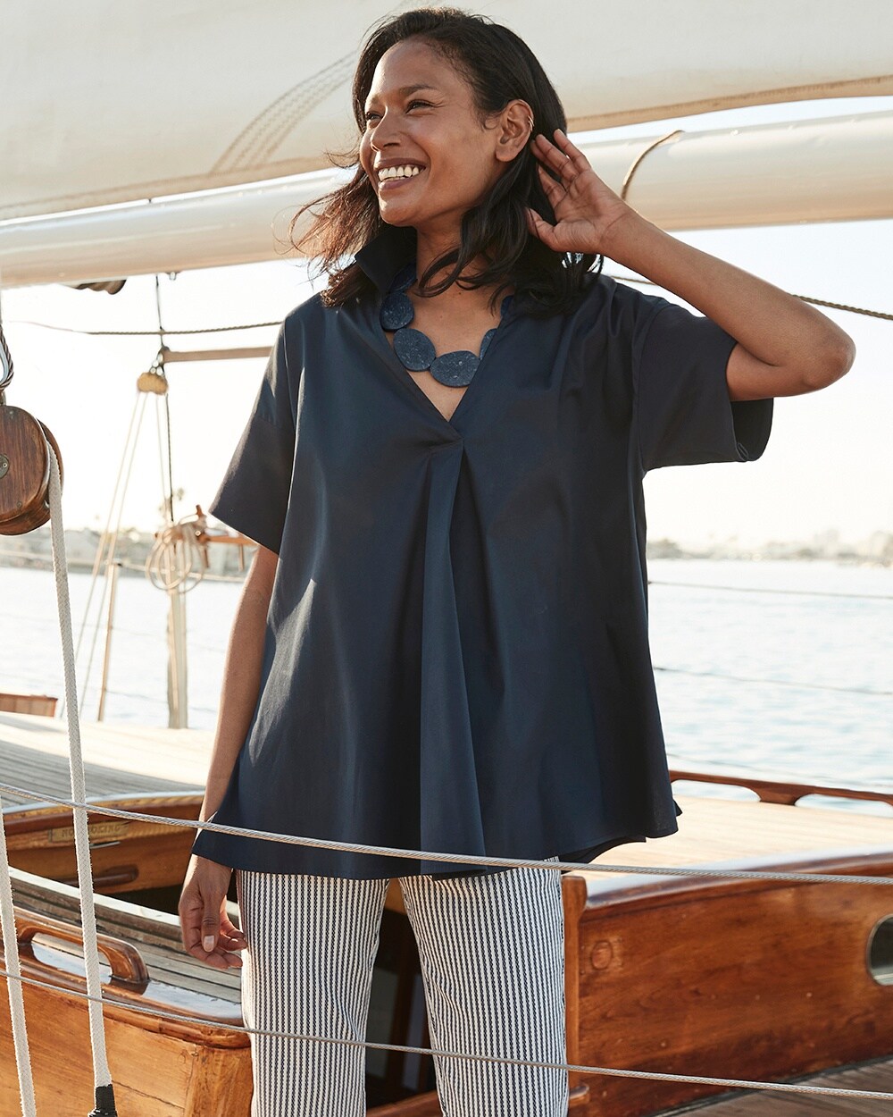 Knit and Woven Trapeze Top
