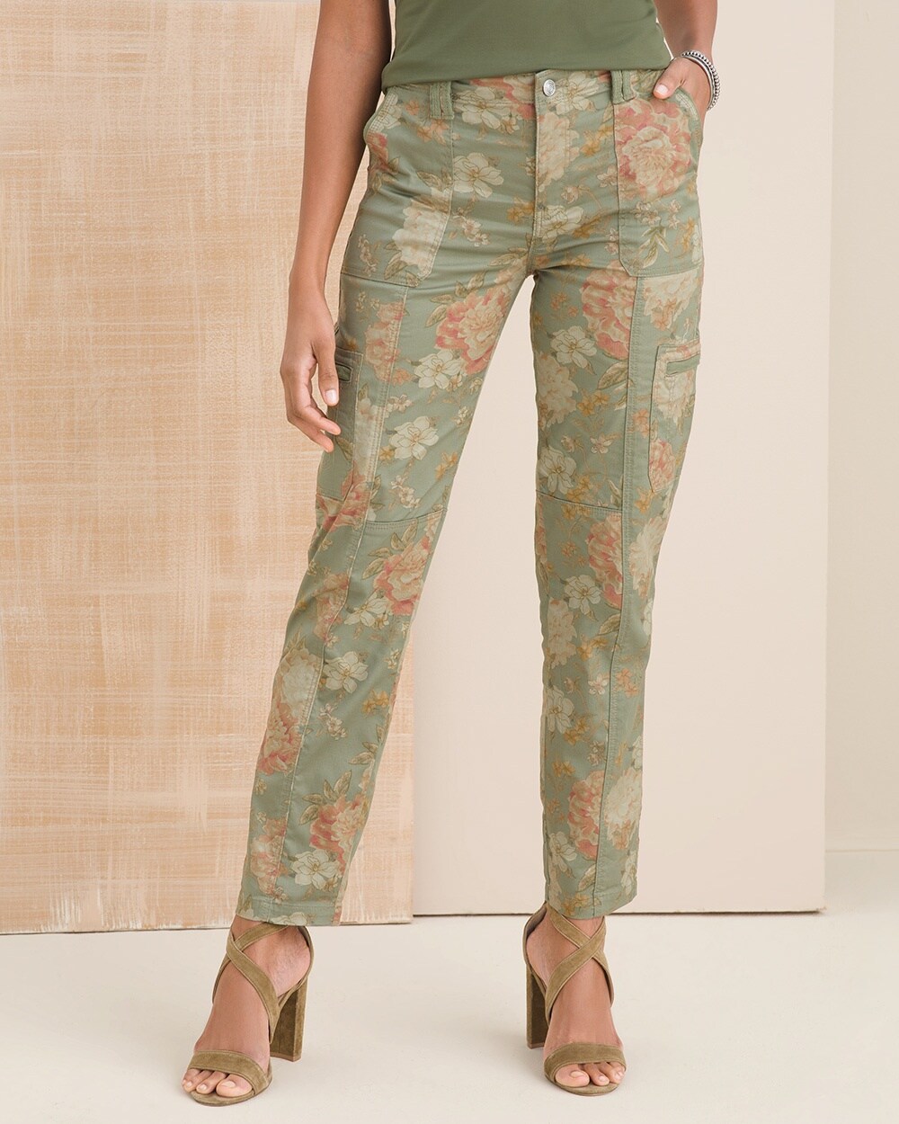 Floral Cargo Ankle Pants