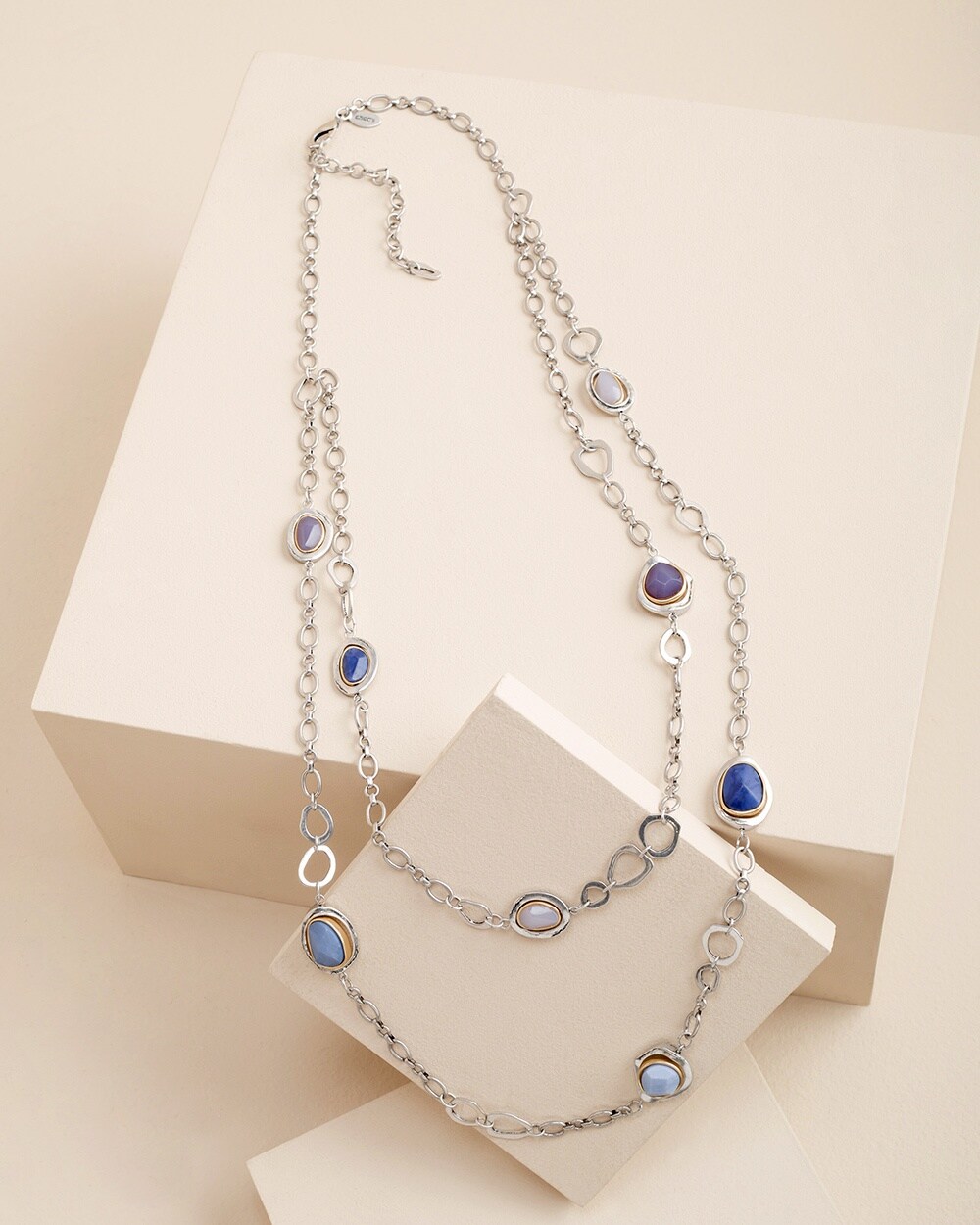 Blue Long Multistrand Necklace