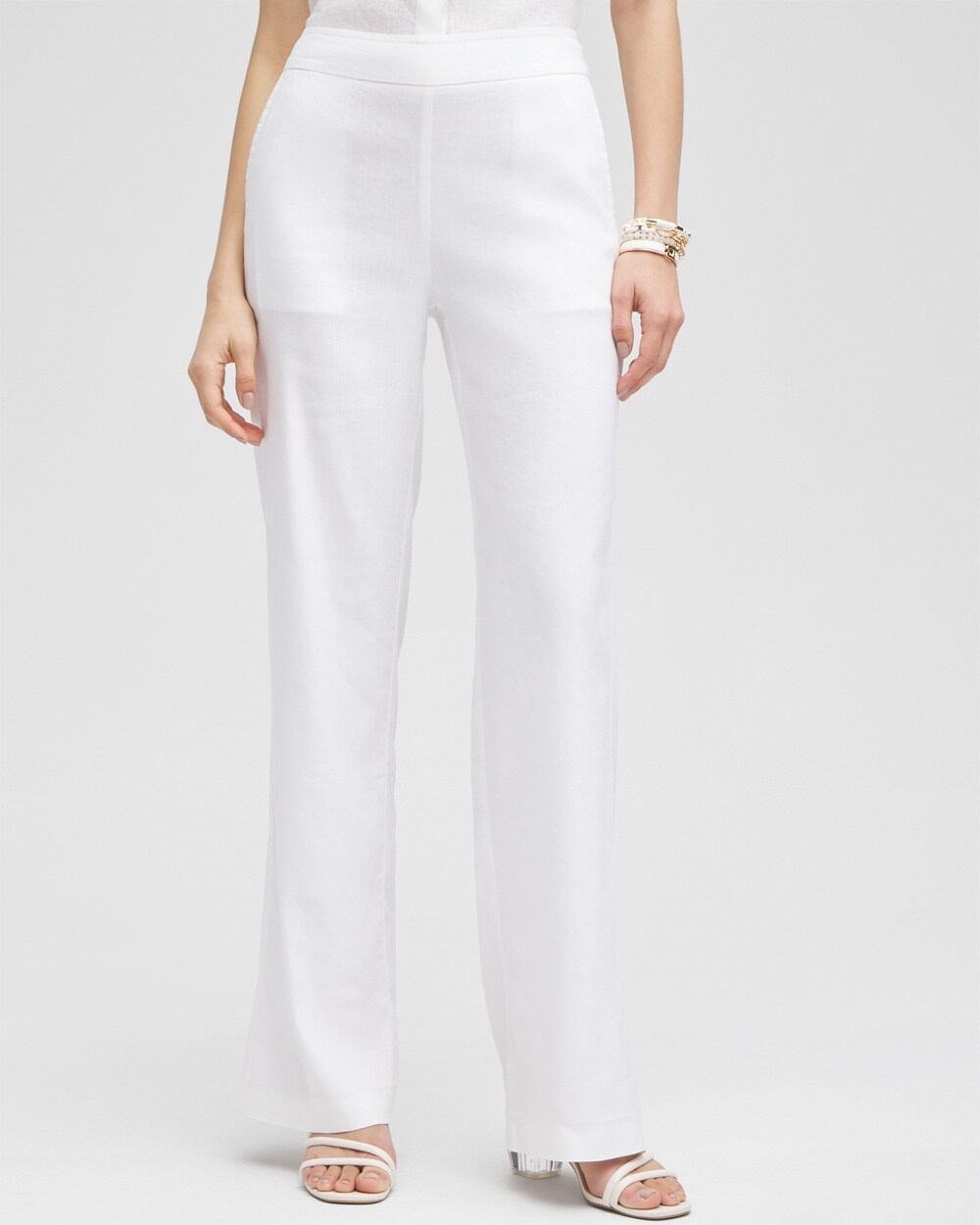 Chico's Wide Leg Linen Pants In White
