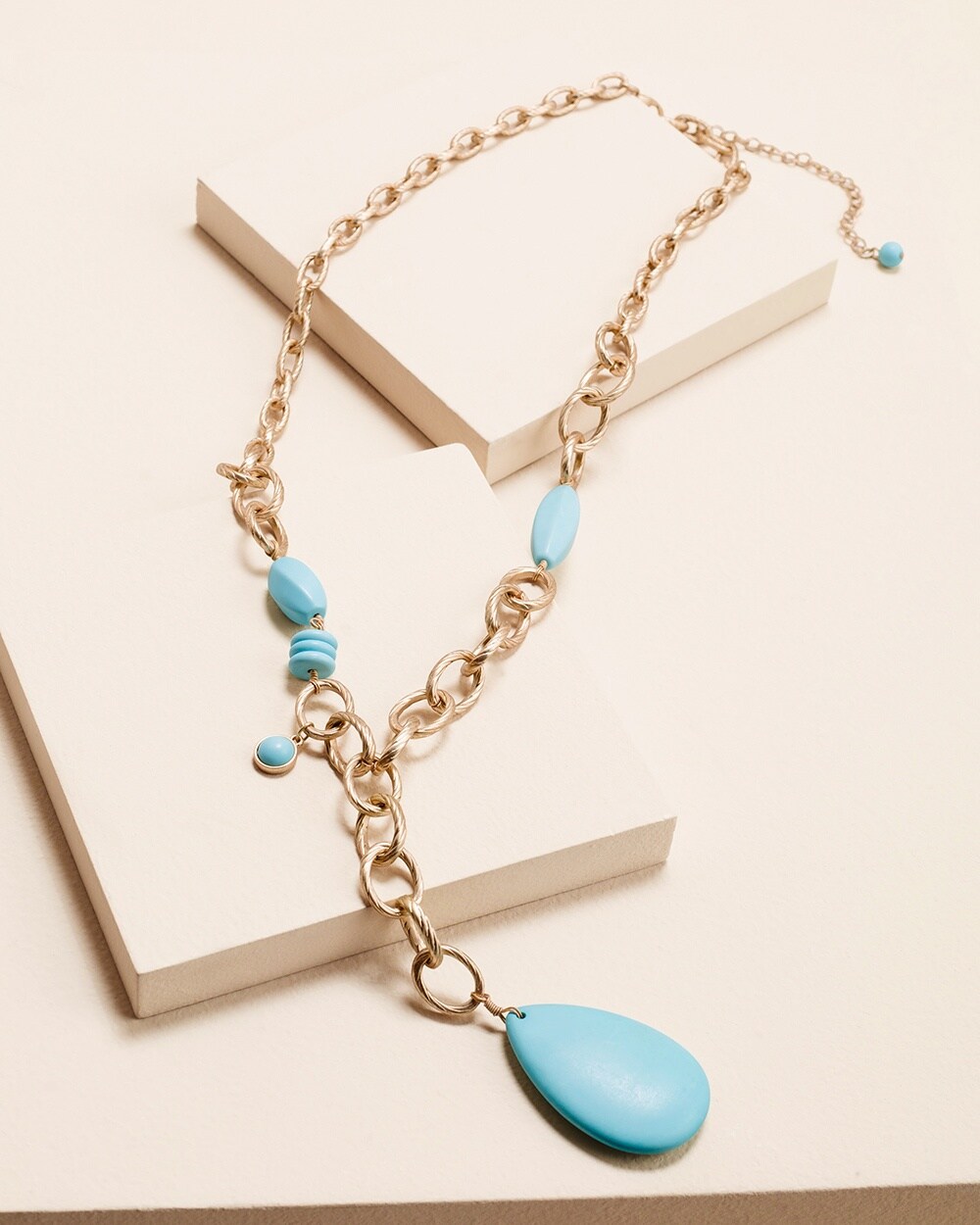 Chain Link Faux Turquoise Necklace