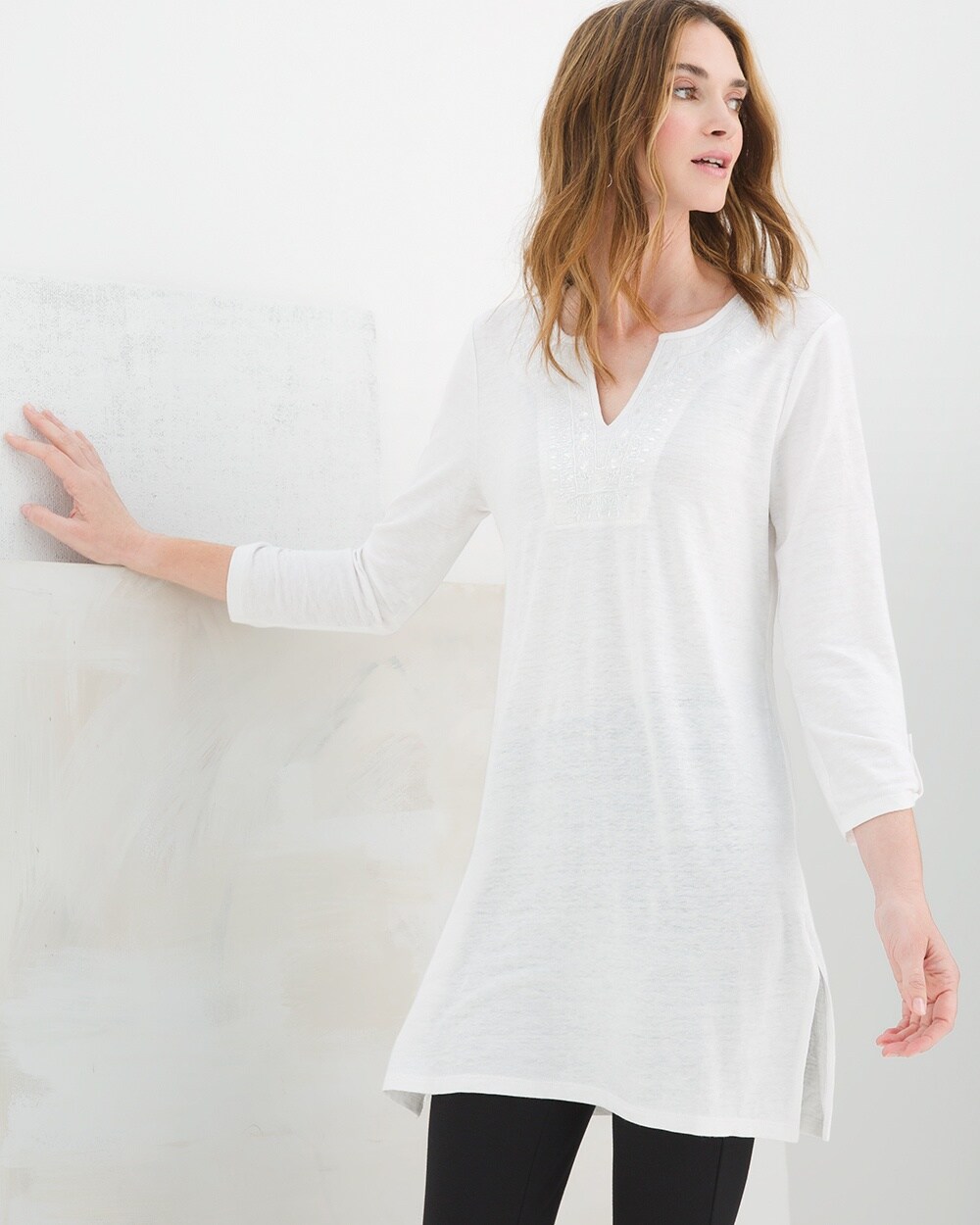 Linen-Blend Embroidered Tunic