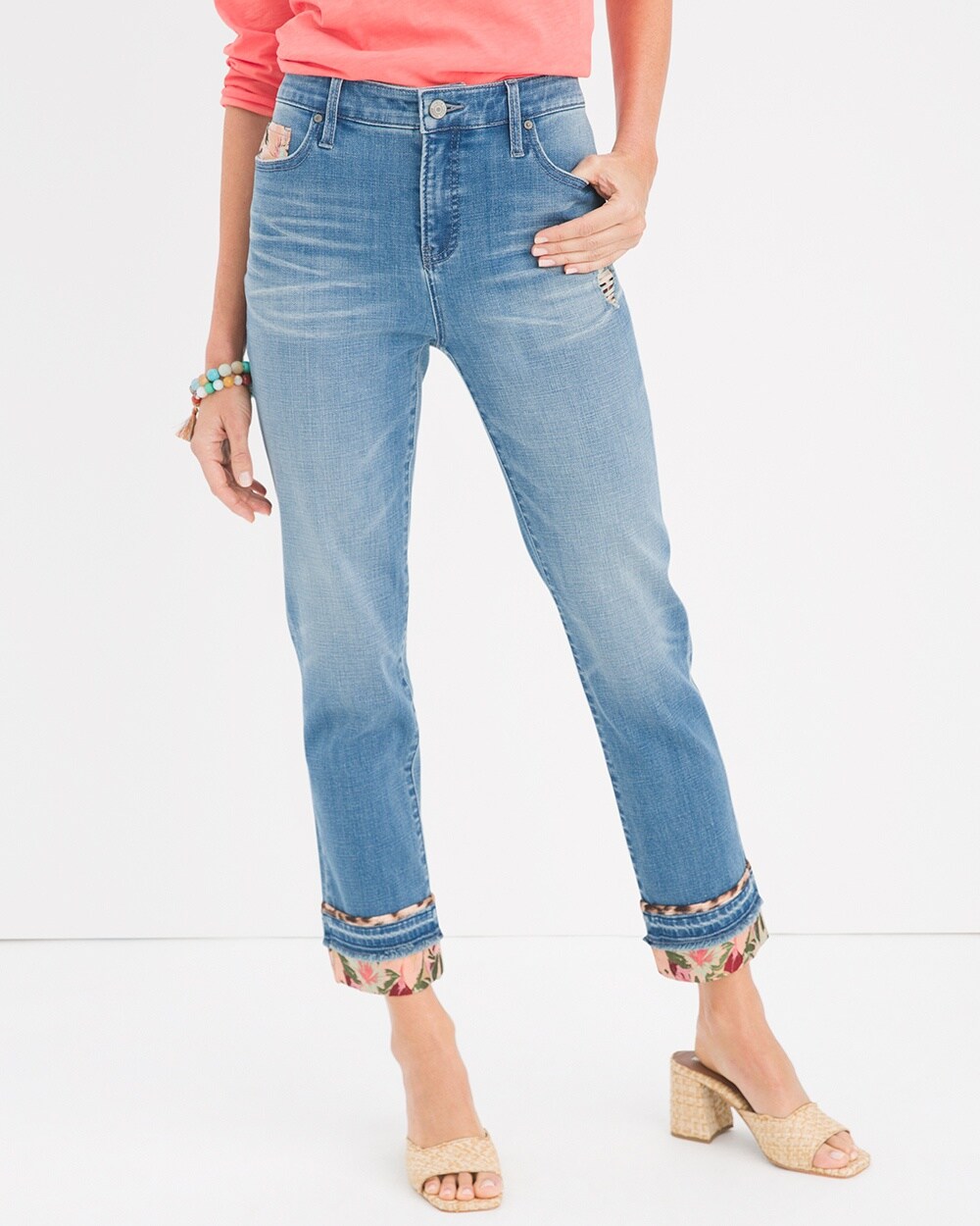 So Slimming Girlfriend Patch Ankle Jeans