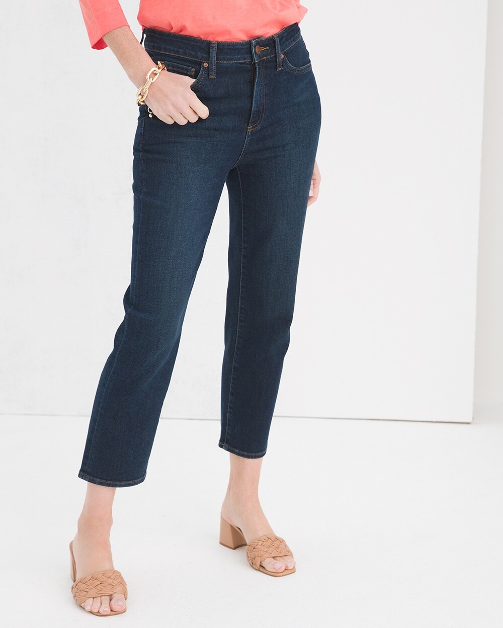 High-Rise Straight Ankle Jeans