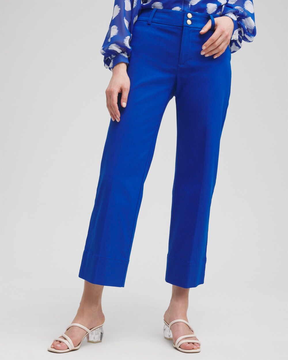 Chico's Trapunto Wide Leg Cropped Pants In Intense Azure
