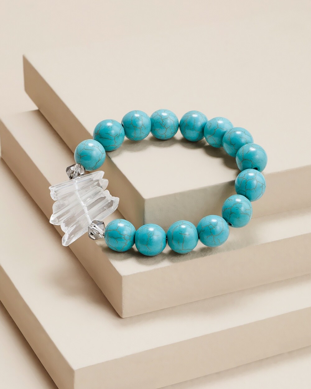 Faux Turquoise Beaded Stretch Bracelet