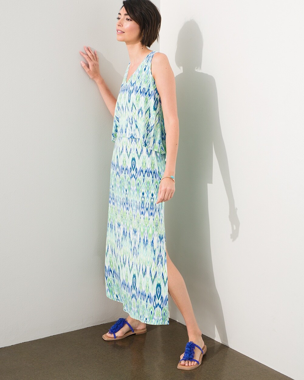 Ikat Print Popover Maxi Dress video preview image, click to start video