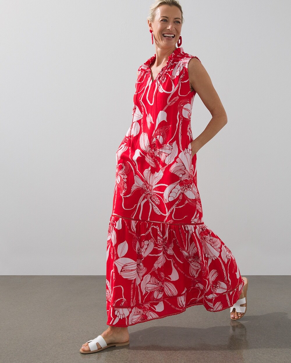 Modern Peasant Floral Maxi Dress video preview image, click to start video