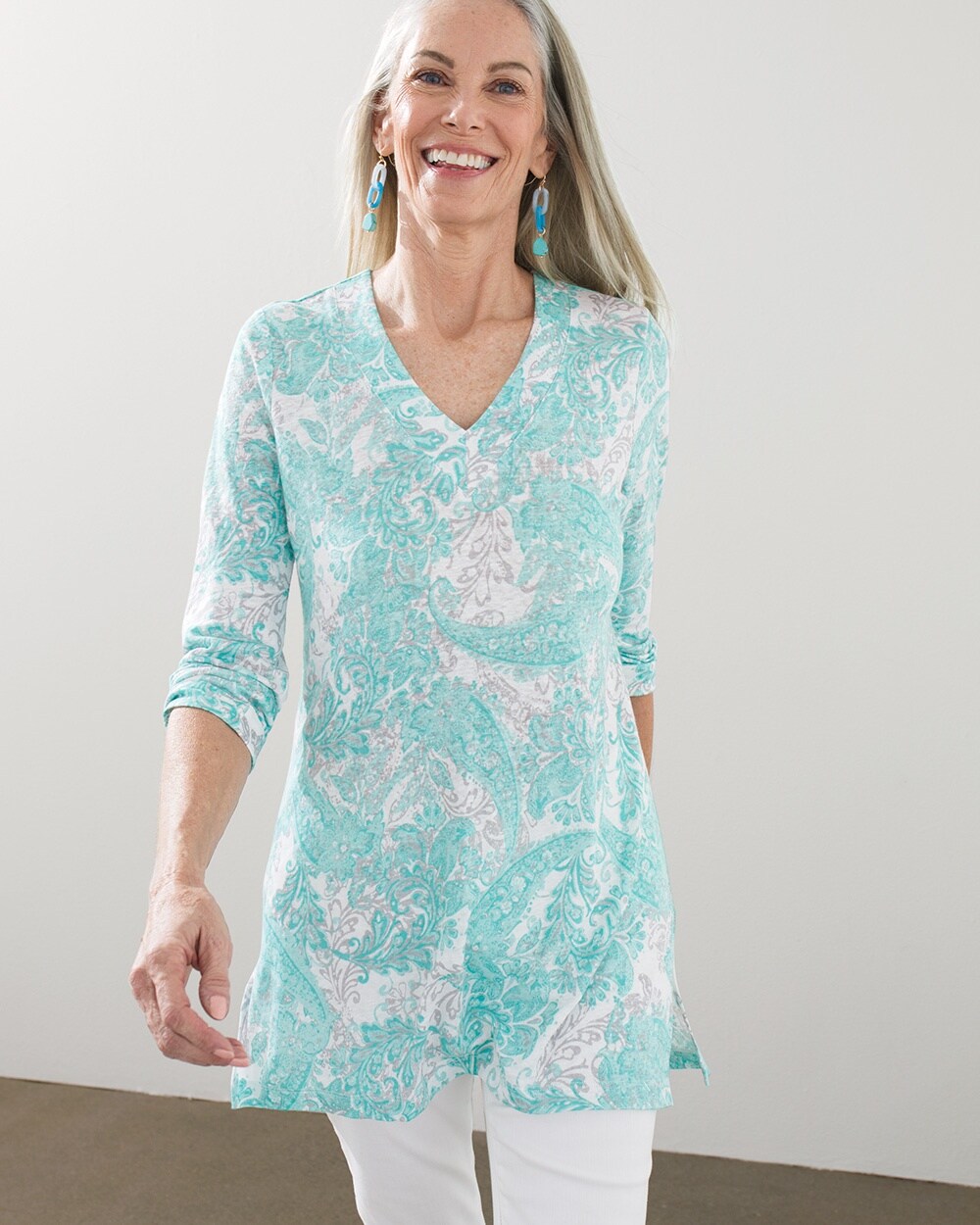 Linen Cool Paisley Pullover Tunic