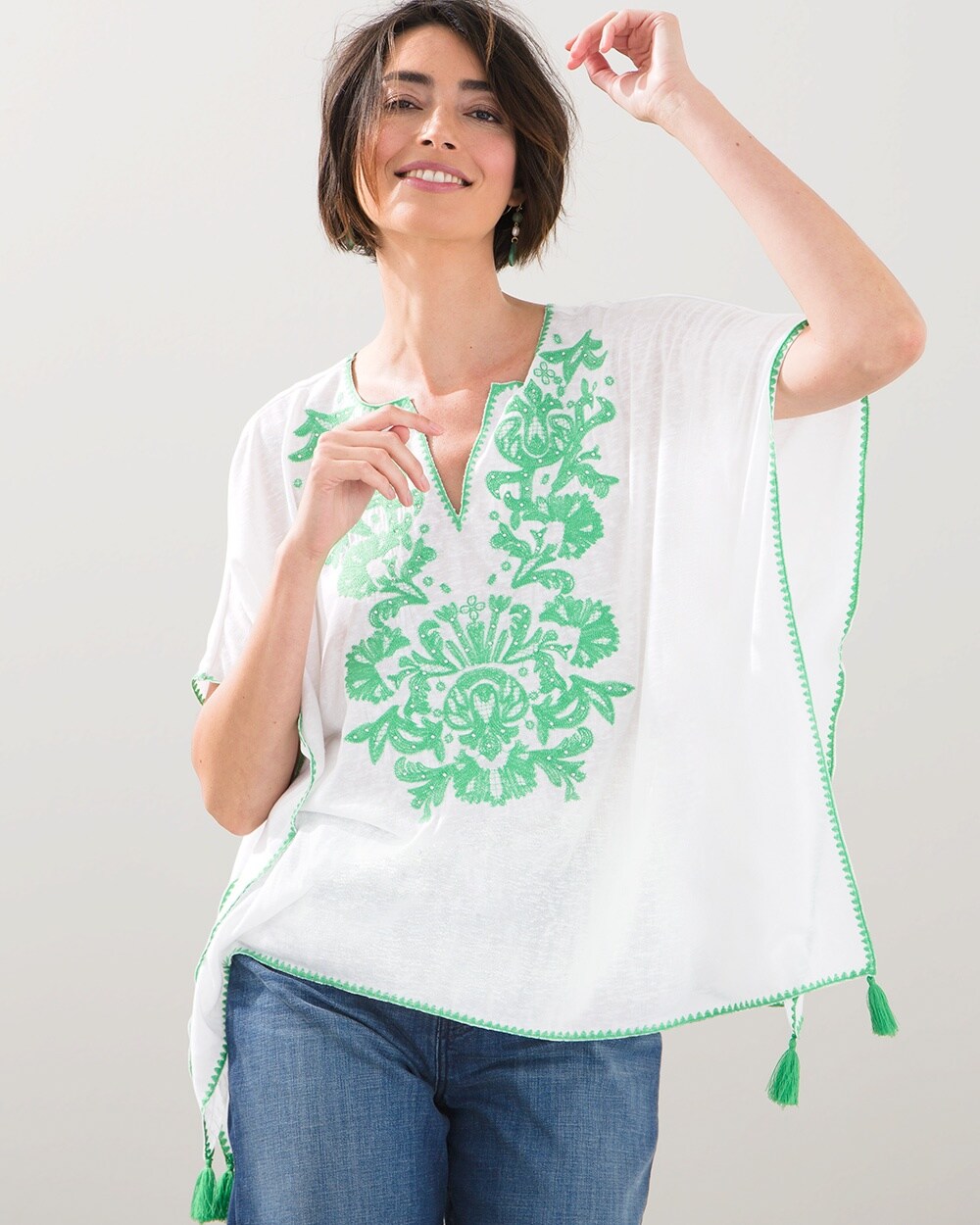 Embroidered Knit Poncho