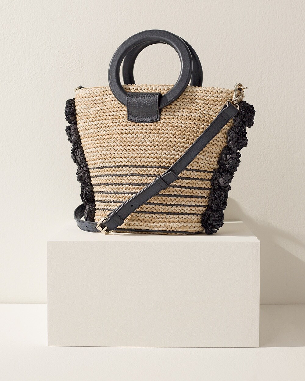 Ring Handle Striped Tote