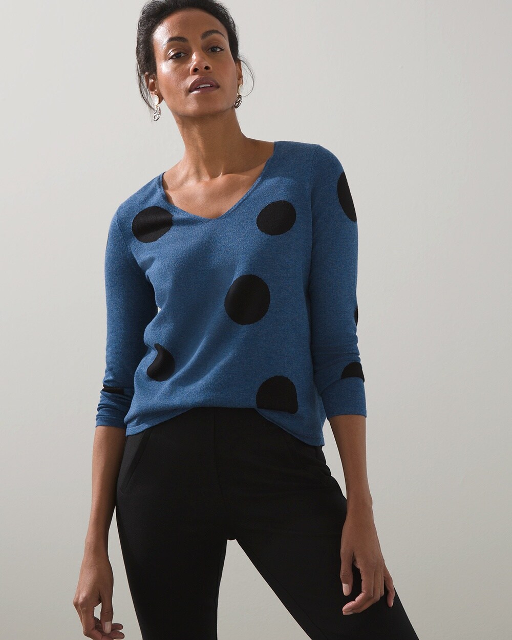 Polka Dot V-neck Pullover Sweater