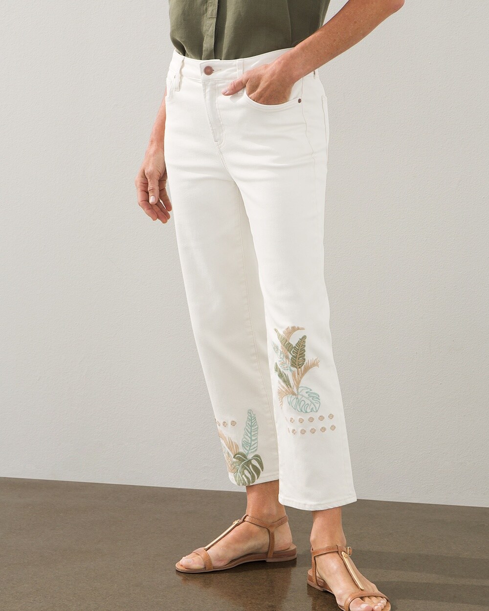 Embroidered High Rise Crops