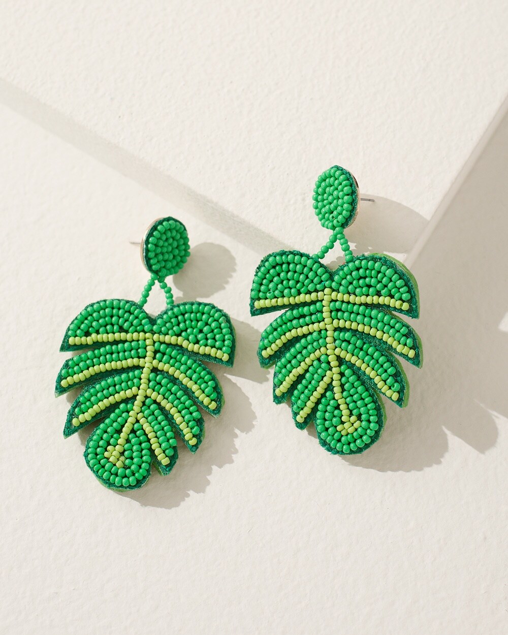 Green Leaf Drop Earrings