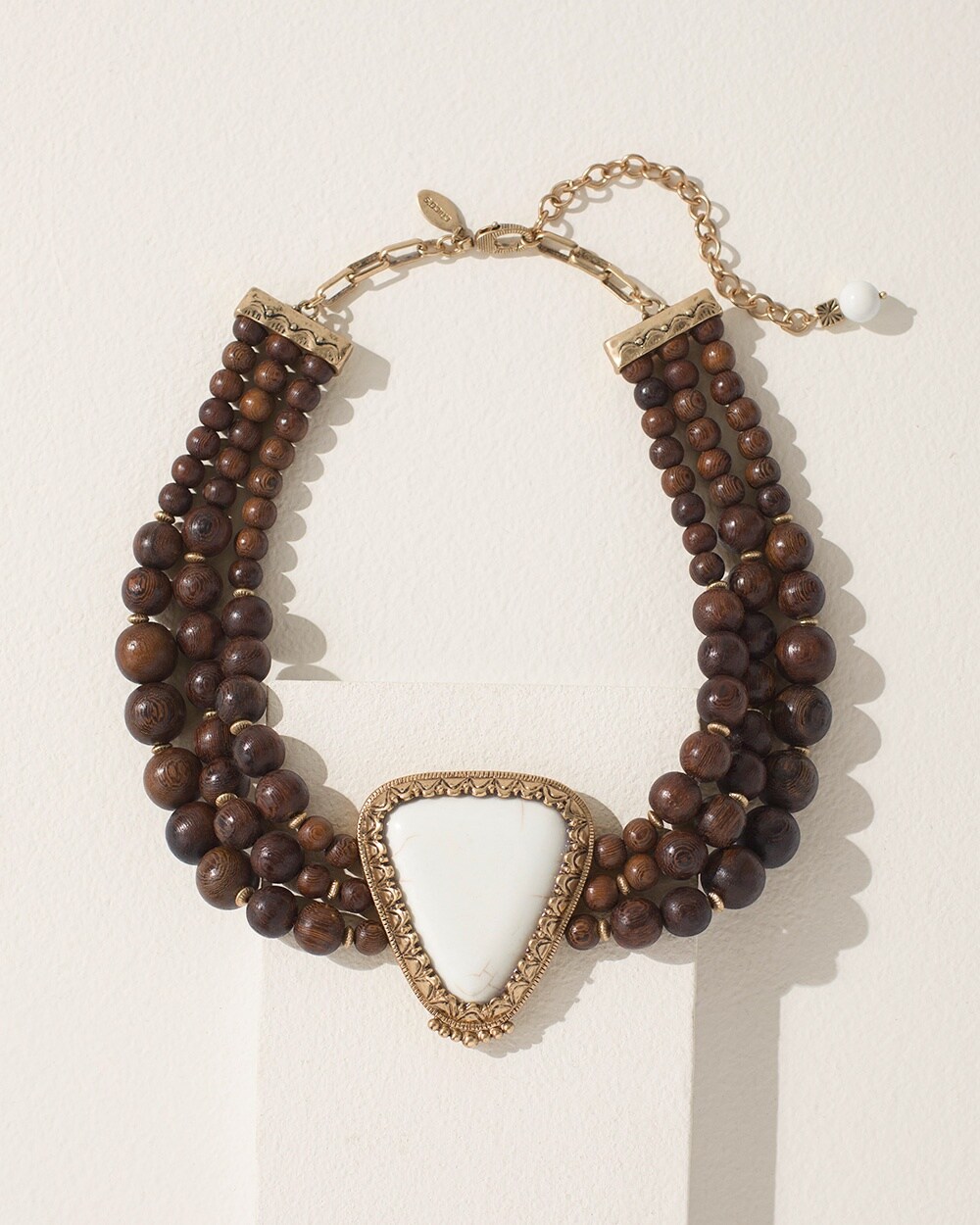 Howlite and Wood Bib Necklace