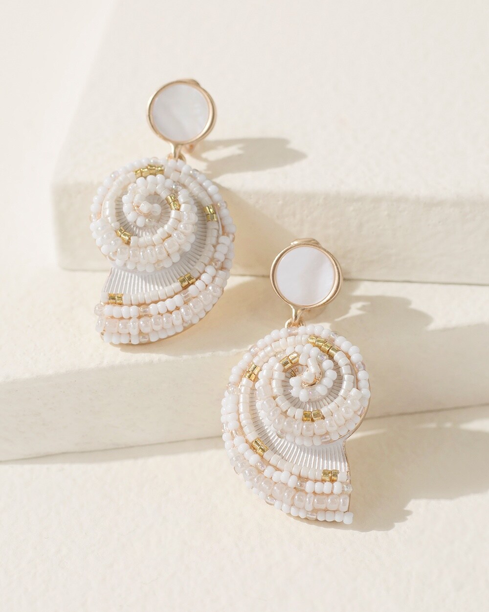 Summer White Seed Bead Earrings
