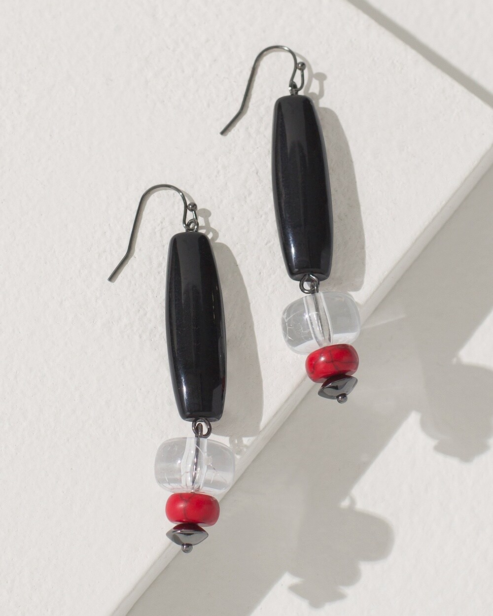 Black and Red Linear Earrings