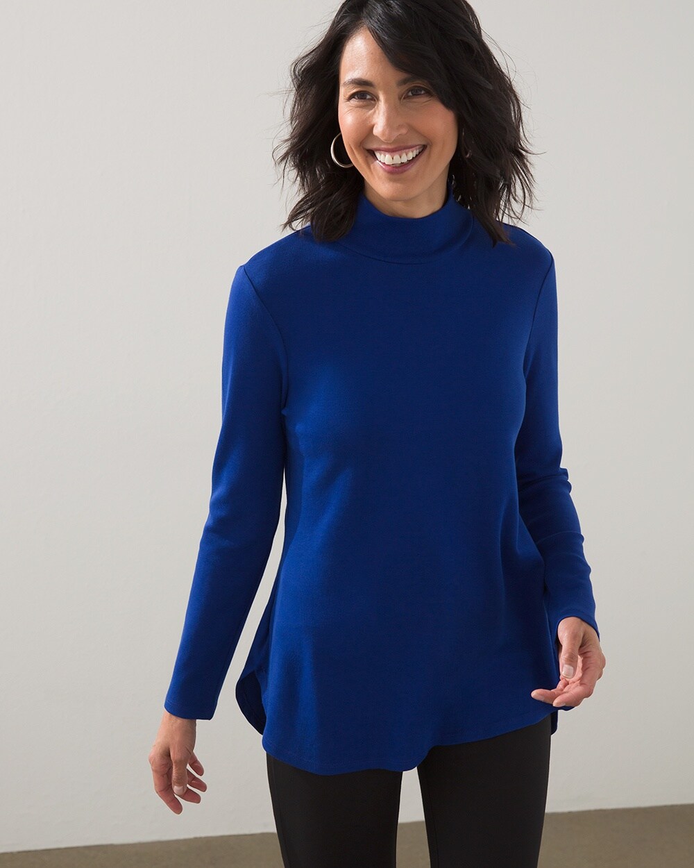 Pima Mock Neck Zip Back Tunic video preview image, click to start video
