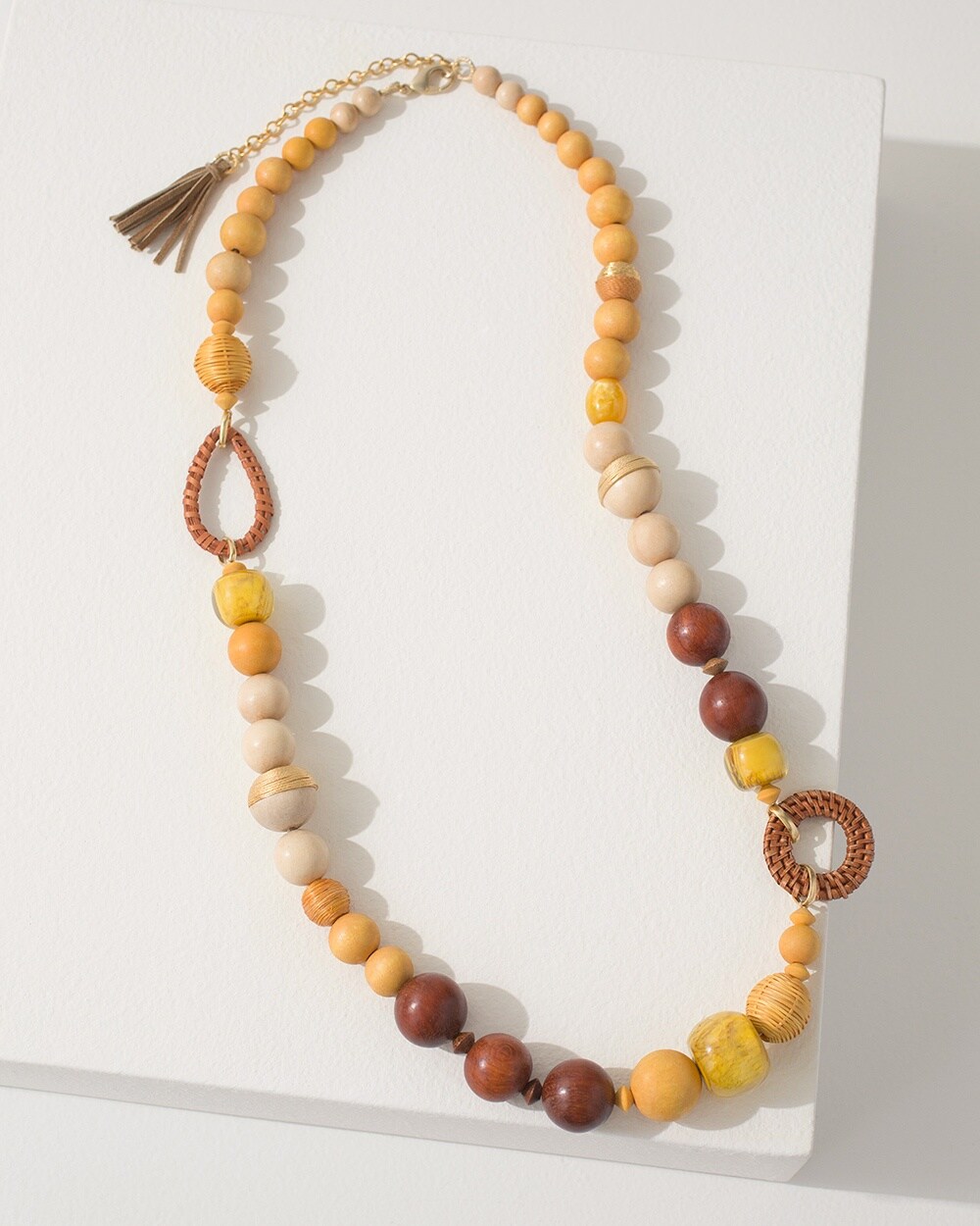Wood Bead Single Strand Necklace